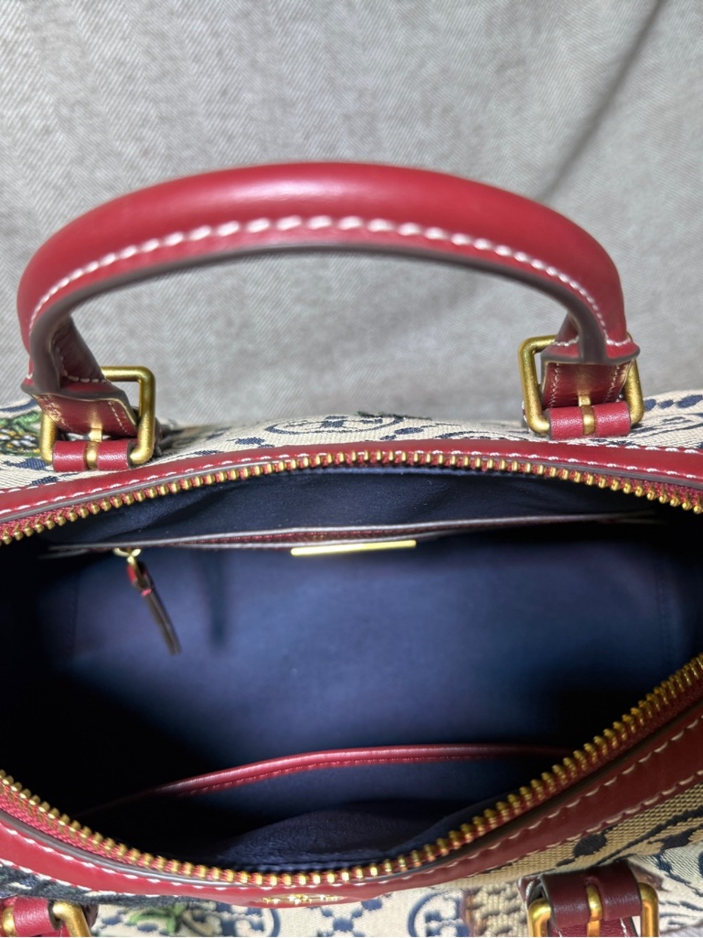 Tory Burch T Monogram Jacquard Embroidered Duffle in Tory Navy - Picture 7 of 15